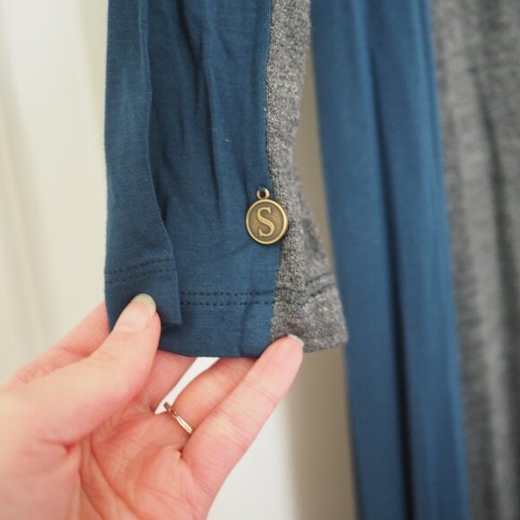 Soft Surroundings Maxi Blue and Gray Long Sleeve Dress Extra Small Petite - Picture 5 of 12